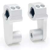 APE RACING Pivoting Handlebar Clamp Risers 2" Raise Silver For 7/8" or 1 1/8" Handlebars Mount To 1-1/8" Stem Clamp
