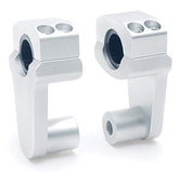 APE RACING Pivoting Handlebar Clamp Risers 2" Raise Silver For 7/8" or 1 1/8" Handlebars Mount To 7/8" Stem Clamp