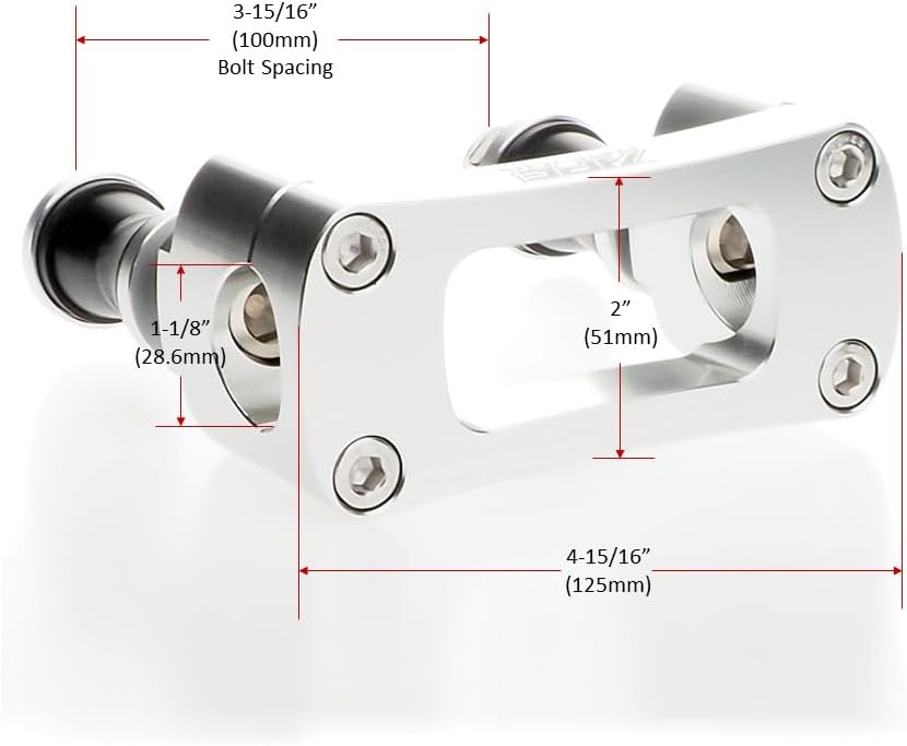 Anti Vibration Handlebar Clamp for 1-1/8 Inch Fat Bars CNC Billet Aluminum ATV Steering Stem Mount 100mm Bolt Spacing for Aftermarket ATV Stems (Black)