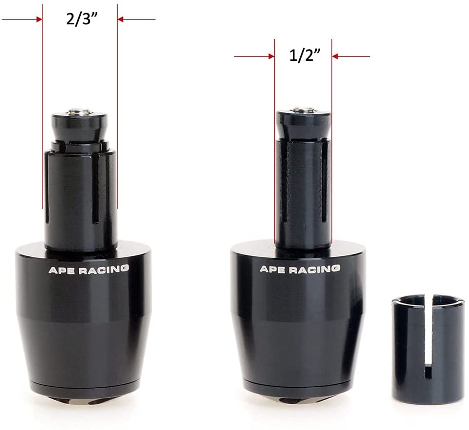 Motorcycle Handlebar Ends - APE RACING Universal Billet Aluminum Bar End Cap Plugs Weights For 7/8" bars or 1 1/8" Fat Bars Fit Any Motorcycle Dirt bike Scooter with Hollow Handlebars (Red)