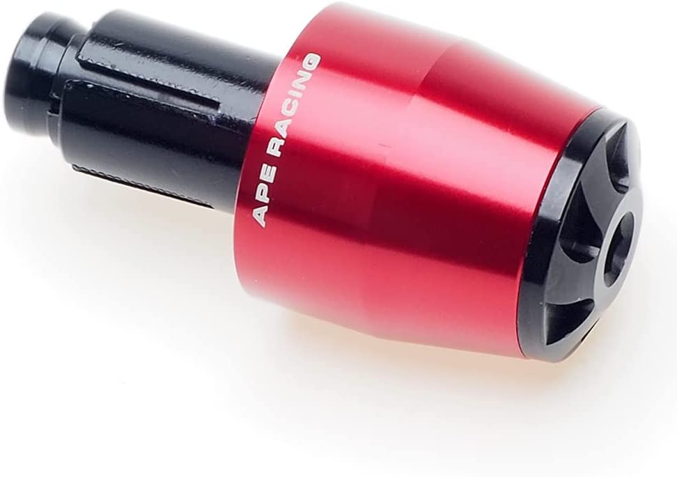 Motorcycle Handlebar Ends - APE RACING Universal Billet Aluminum Bar End Cap Plugs Weights For 7/8" bars or 1 1/8" Fat Bars Fit Any Motorcycle Dirt bike Scooter with Hollow Handlebars (Red)