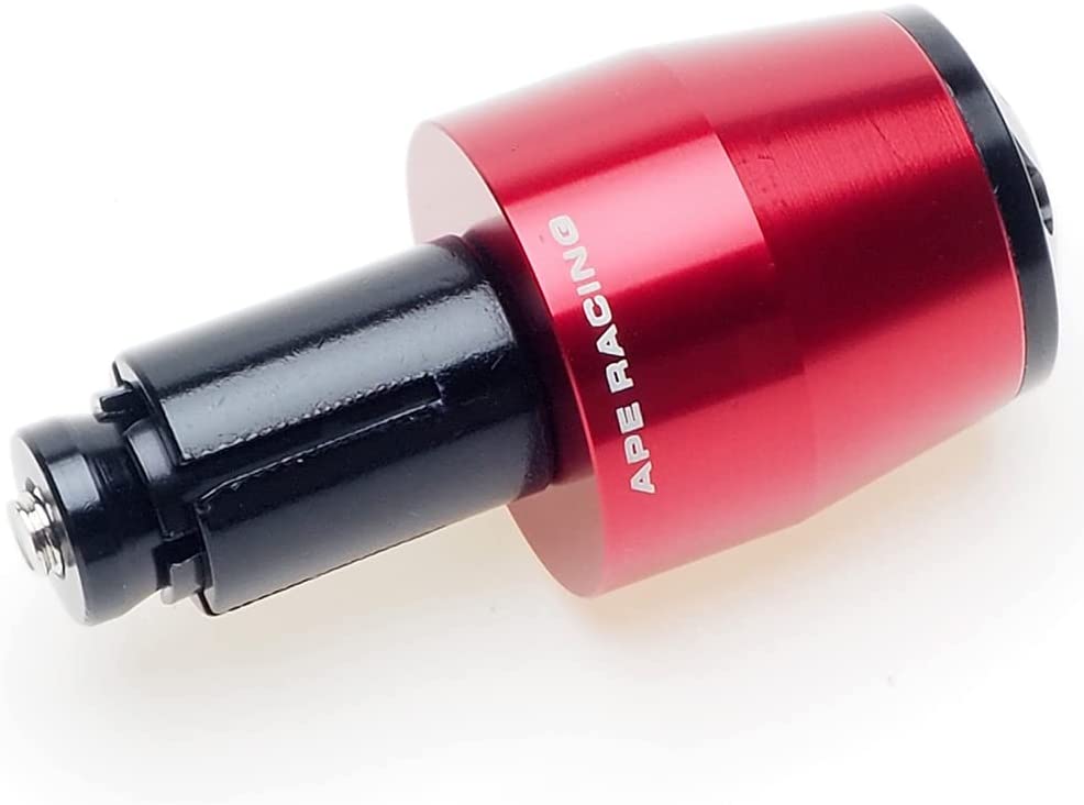 Motorcycle Handlebar Ends - APE RACING Universal Billet Aluminum Bar End Cap Plugs Weights For 7/8" bars or 1 1/8" Fat Bars Fit Any Motorcycle Dirt bike Scooter with Hollow Handlebars (Red)