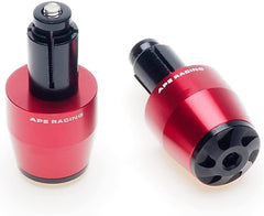 Motorcycle Handlebar Ends - APE RACING Universal Billet Aluminum Bar End Cap Plugs Weights For 7/8" bars or 1 1/8" Fat Bars Fit Any Motorcycle Dirt bike Scooter with Hollow Handlebars (Red)